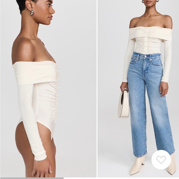 The Line by K Tops - The Line by K Cream Off-Shoulder Bodysuit